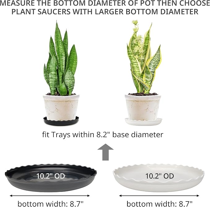 Plant Saucer, 7 Pack 8 10 12 14 15 Inch Durable Plastic Plant Trays - Image 2