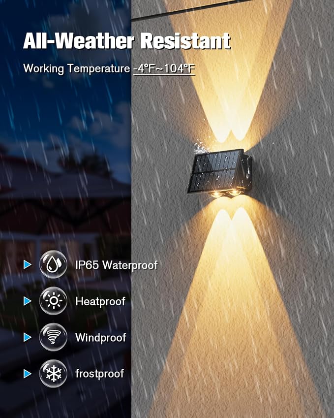 VOLISUN Solar Fence Lights 12 Pack, Color Glow LED Up and Down Wall Lights - Image 7