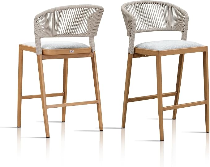PURPLE LEAF Counter Height Bar Stool Set of 2 Outdoor Counter Stool by PURPLELEAF