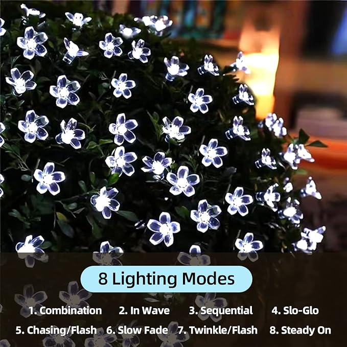 ITICdecor Outdoor Solar Flower String Lights Waterproof 50 LED Fairy Light - Image 4