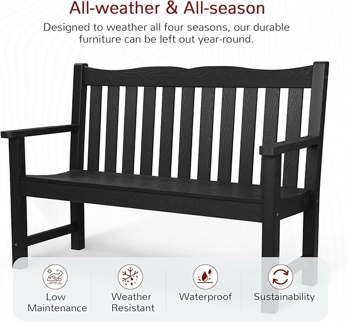 Stoog All-Weather Outdoor Benches Set of 2, Never Fade & Rust-Proof HIPS - Image 4