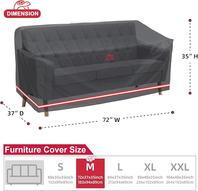 Turtle Life Patio Sofa Cover, Outdoor Heavy Duty Durable UV Water Resistant - Image 2