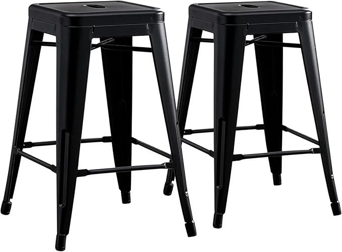 AC Pacific 24” Metal Backless Barstool Set of 2 – Country Rustic Style by ACPacific