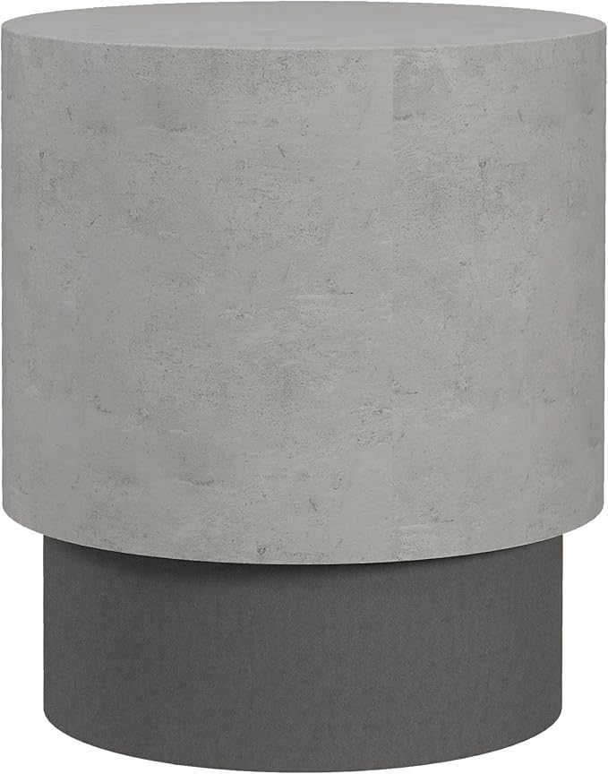 HOMCOM Concrete Finish End Table, Round Side Table by HOMCOM