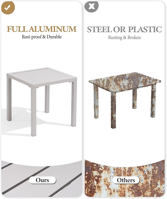 Crestlive Products Aluminum Outdoor Side Table Set of 2, Pool Lounge Chair Side - Image 4