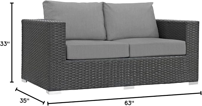 Modway EEI-1851-CHC-GRY Sojourn Wicker Rattan Outdoor Patio Sunbrella Fabric - Image 2
