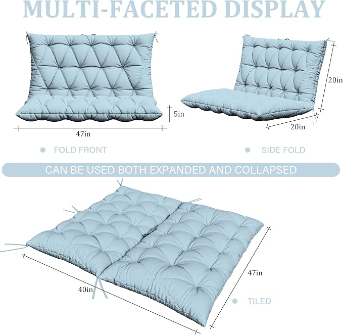 Porch Swing Cushion with Backrest, Waterproof Bench Cushion - Image 2