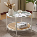 VINGLI 25.6" Coffee Table for Living Room, Round Water-Wave Glass Metal Center by VINGLI