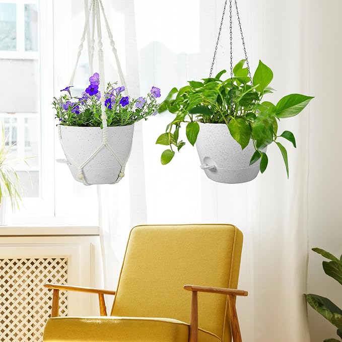 10 inch Self Watering Hanging Planters, 2 Pack Hanging Baskets - Image 7