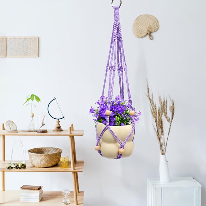 Hoteam 12 Pcs Macrame Plant Hangers Macrame Hanging Planters - Image 7