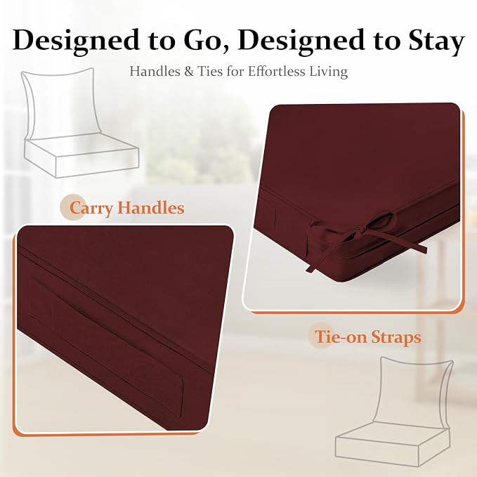 downluxe 19x19 Outdoor Chair Cushions, Waterproof Fade Resistant Patio - Image 4