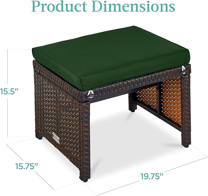 Best Choice Products Set of 2 Wicker Ottomans, Additional Seating, Side Table - Image 7