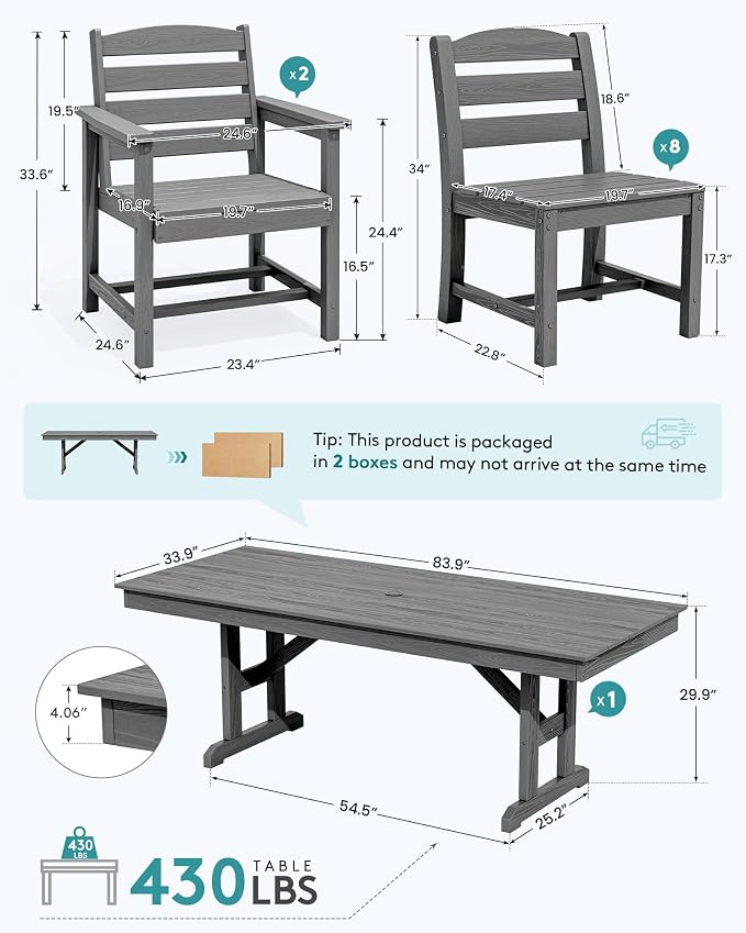 SERWALL 11 Piece Outdoor Dining Set - Image 2
