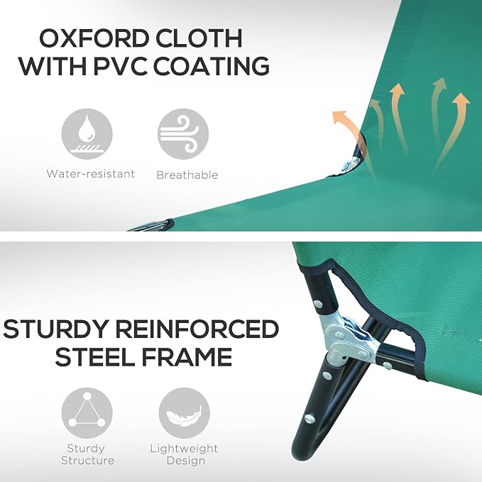 Outsunny Folding Chaise Lounge Pool Chairs, Outdoor Sun Tanning Chairs - Image 5