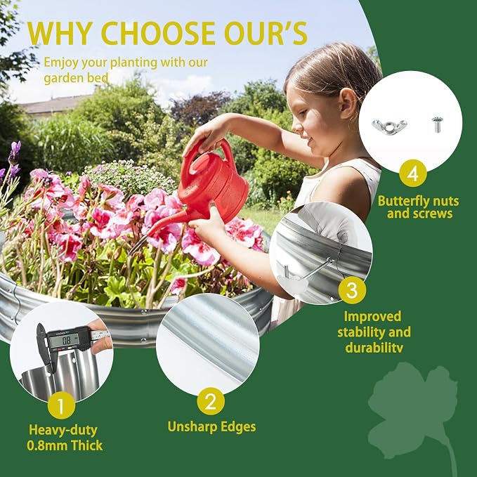 Durable Round Galvanized Steel Raised Garden Bed - Image 5