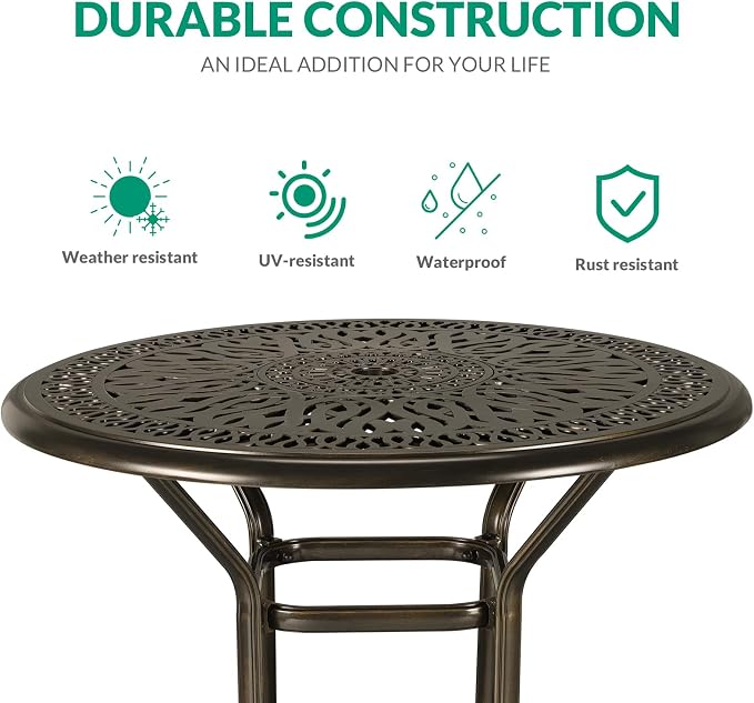 VIVIJASON 5-Piece Patio Swivel Bar Stools Set, All Weather Cast Aluminum - Image 4