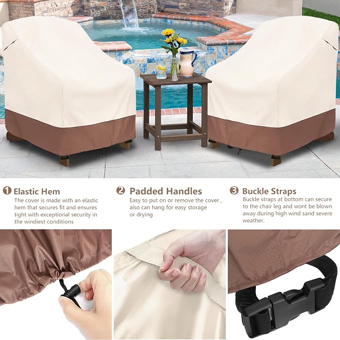okcool Patio Adirondack Chair Cover 2 Pack, Waterproof Heavy Duty Outdoor Chair - Image 3