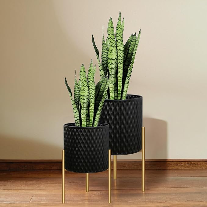 ARNIS Plants Pots with Stand, Large Size Flower Pots, 10.5&12.25 Inch by ARNIS