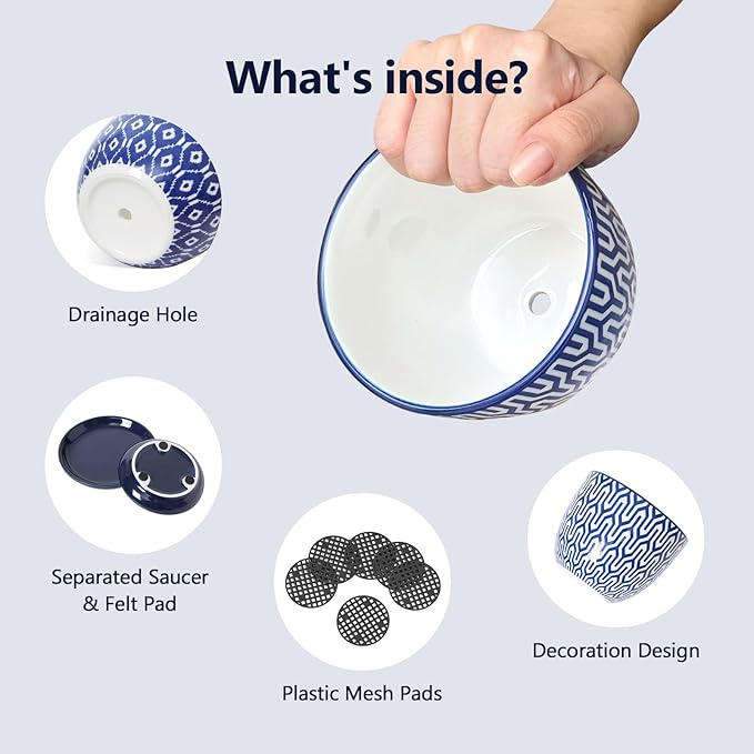 Selamica Ceramic Succulent Pots, 3.5 Inch Small Plant Pots - Image 4