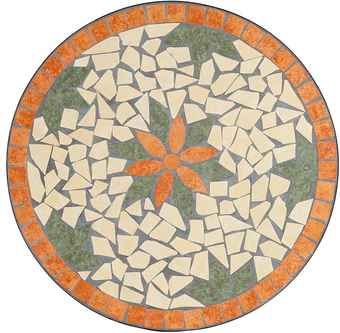 VINGLI Garden Patio Mosaic Table, Outdoor Bistro, 23.6" Round End Table - Image 6