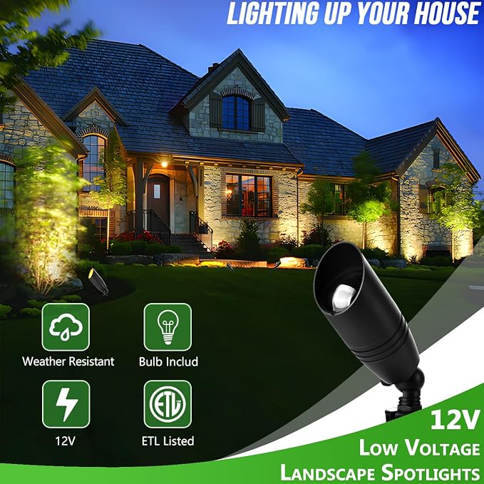 wowlite Landscape Spotlights Outdoor, 12V Low Voltage Landscape Lighting Fixture - Image 2
