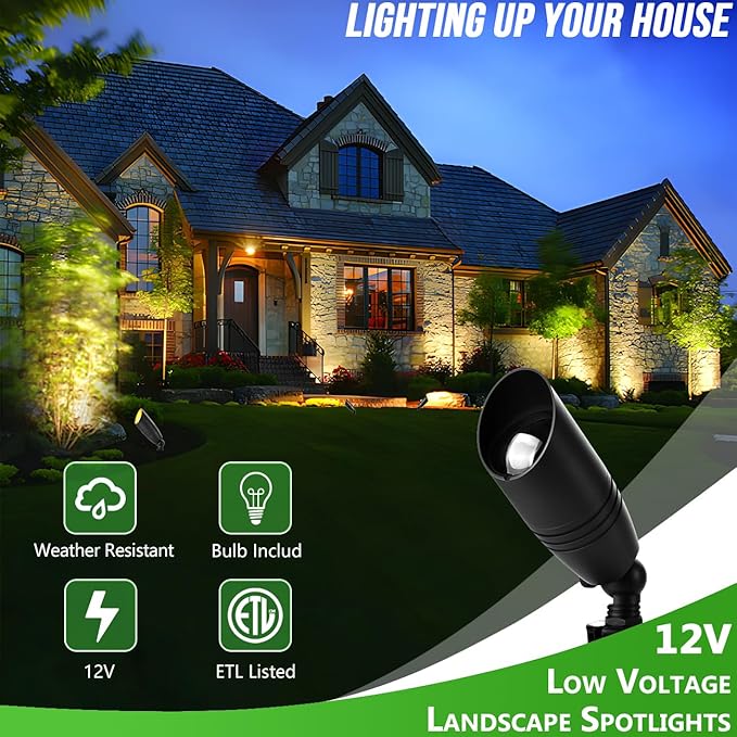 wowlite Low Voltage Spot Lights Outdoor LED 4 Pack, Die-cast Aluminum Landscape - Image 2
