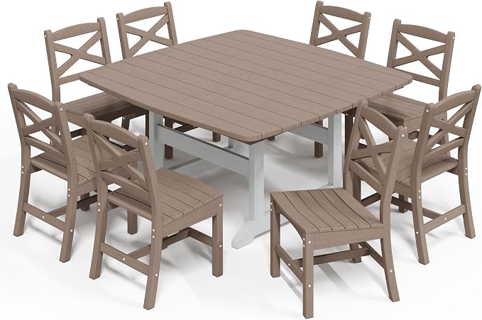 Outdoor Dining Set, HDPE 9-Piece Patio Table and Chairs Set, All-Weather by Unknown