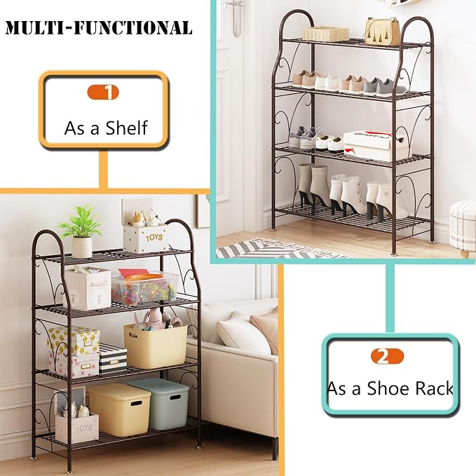 SORCEDAS Plant Stand Indoor Outdoor Plant Shelf 4 Tier Metal Corner Flower - Image 4
