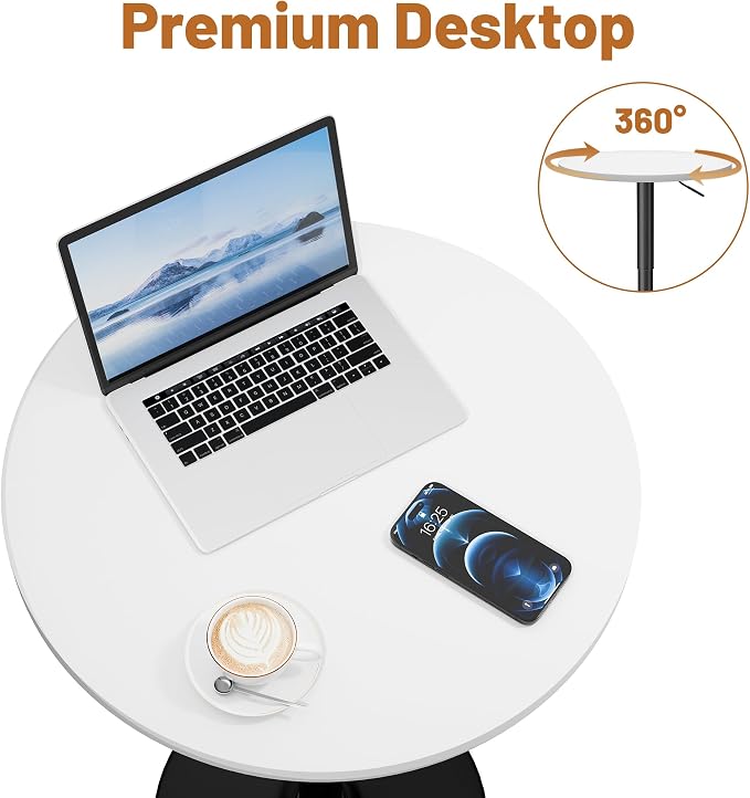 Flamaker Round Bistro Pub Table 23.6 Inch Height Adjustable 360° Swivel Bar - Image 6