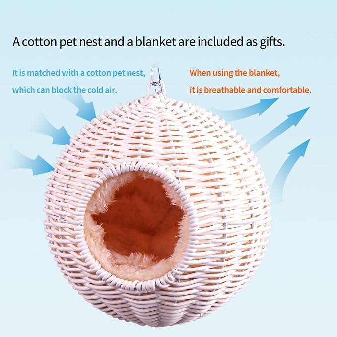 PP Rattan Rat Hammock with Removable Cotton nest, Suitable - Image 5
