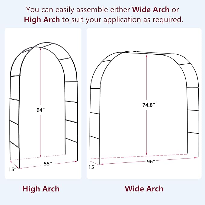 Garden Arch, Outdoor Flower Garden Arch Trellis, Sturdy Steel Arbor - Image 4