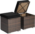RELAX4LIFE Wicker Outdoor Storage Ottoman, 2-Piece Rattan Footstool w/Removable by RELAX4LIFE