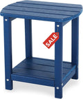 Adirondack Square Outdoor Side Table, 2-Tier Storage Patio Side Table, HDPE End by GARDENSTAR
