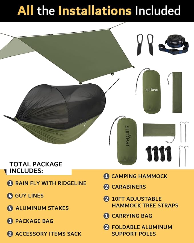 Sunyear Camping Hammock with Net - Image 7