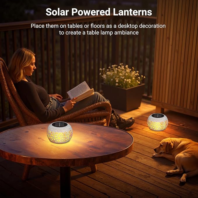 Solar Lanterns Outdoor Waterproof Table Lights: Upgraded Solar Flame Lantern - Image 4