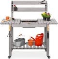 Best Choice Products Mobile Garden Potting Bench, Outdoor Wood Workstation by BestChoiceProducts