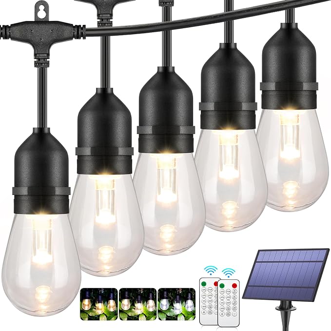 Mlambert 3-Color in 1 Solar String Lights Outdoor Waterproof Dimmable, 48ft by Mlambert