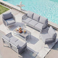 Aluminum Patio Furniture Set, 7 Seats Modern Outdoor Sectional Furniture by Oasbira