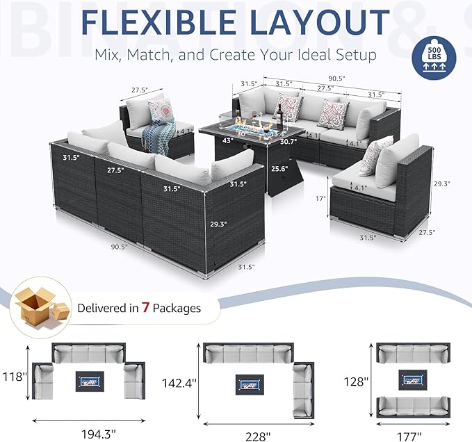 NICESOUL 9 Piece Outdoor Patio Furniture Set - Image 4