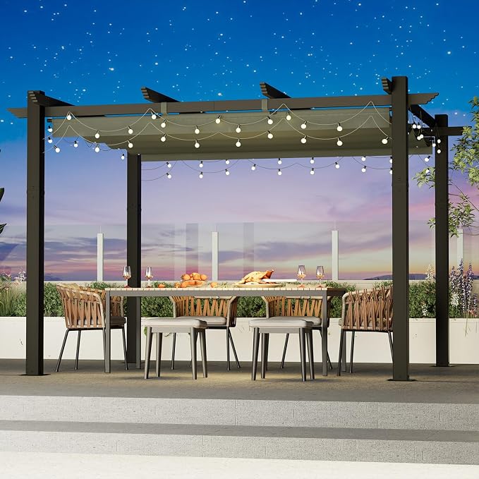 MELLCOM Retractable Pergola 10x12 Ft, Metal Shelter - Image 7