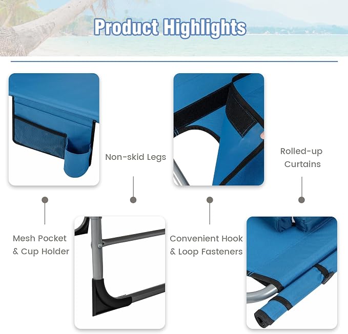 GYMAX Tanning Chair, 330LBS Beach Lounge Chair - Image 8
