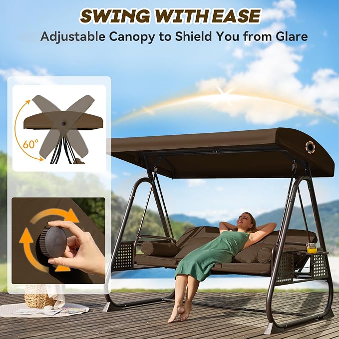 3 in 1 Outdoor Porch Swing - Image 4