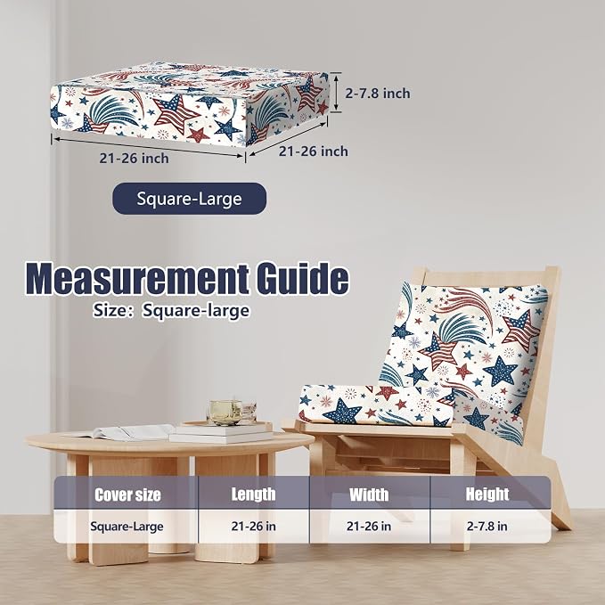 8Pcs Square Large Stretch Patio Cushion Covers, Couch & Sofa Replacement - Image 2