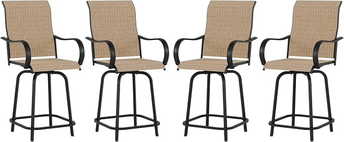 Patio Swivel Bar Stools Set of 4 by VonzoyHome