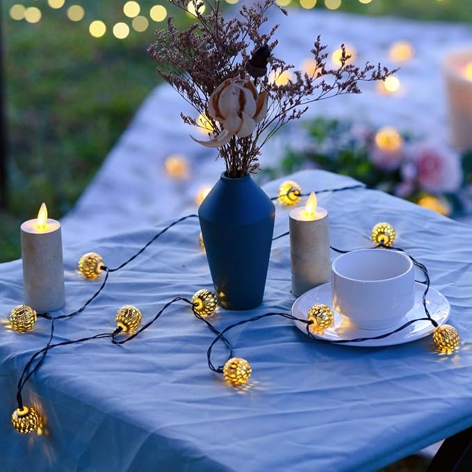 Solar String Lights Outdoor 60LED Moroccan Fairy Lights - Image 4