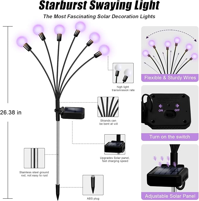 Solar Garden Lights Outdoor, Waterproof Solar Powered Lights - Image 4