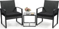 3 Piece Wicker Patio Bistro Set, Rattan Conversation Set by Murago