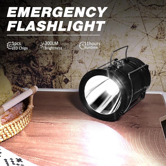 DIBMS Solar Camping Lantern, Collapsible LED Solar USB Rechargeable Lantern - Image 3
