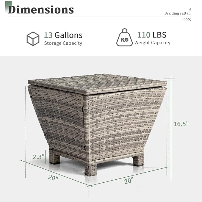 Outvita Outdoor Side Table, Rattan Coffee Table - Image 3