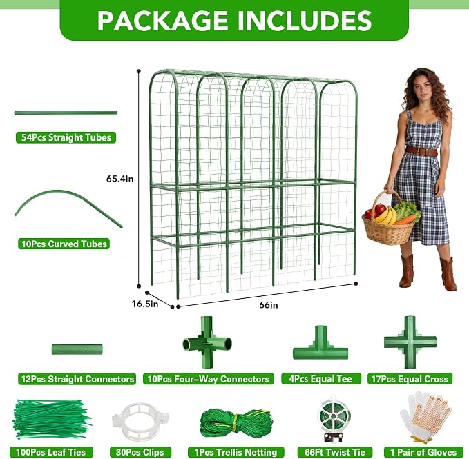 65" Tall Cucumber Trellis for Raised Bed, Garden Trellis for Climbing Plants - Image 5
